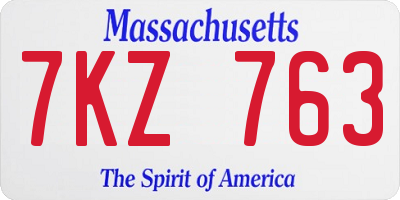 MA license plate 7KZ763