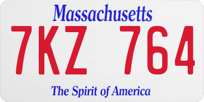 MA license plate 7KZ764