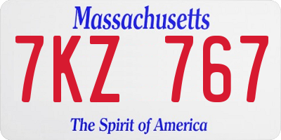 MA license plate 7KZ767