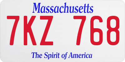MA license plate 7KZ768