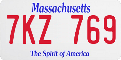 MA license plate 7KZ769