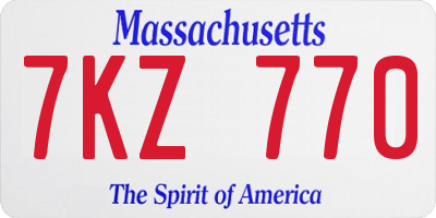 MA license plate 7KZ770