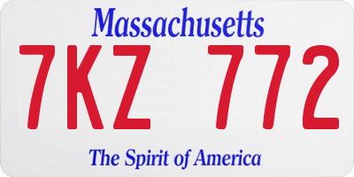 MA license plate 7KZ772