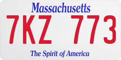 MA license plate 7KZ773