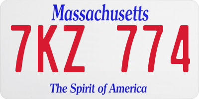 MA license plate 7KZ774