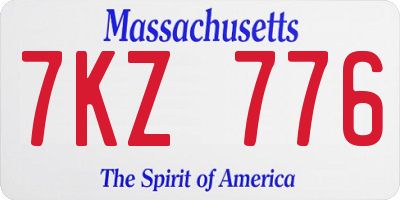 MA license plate 7KZ776