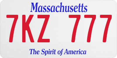 MA license plate 7KZ777