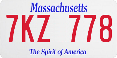 MA license plate 7KZ778