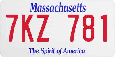 MA license plate 7KZ781