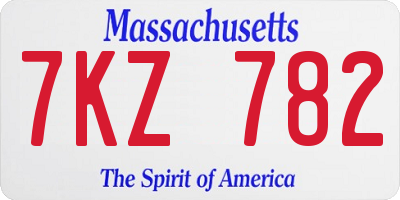 MA license plate 7KZ782