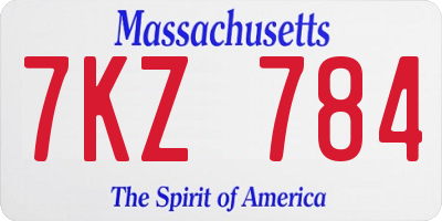 MA license plate 7KZ784