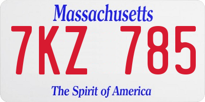 MA license plate 7KZ785