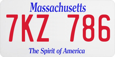 MA license plate 7KZ786