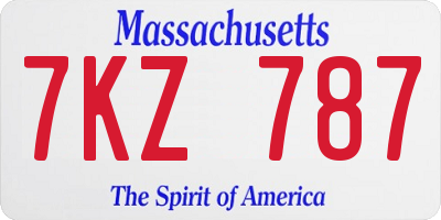 MA license plate 7KZ787