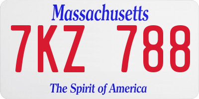 MA license plate 7KZ788