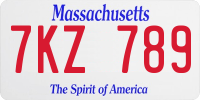 MA license plate 7KZ789