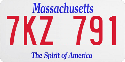 MA license plate 7KZ791