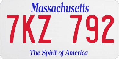 MA license plate 7KZ792