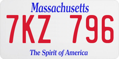 MA license plate 7KZ796