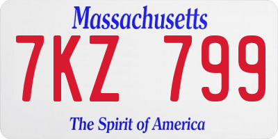 MA license plate 7KZ799