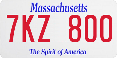 MA license plate 7KZ800