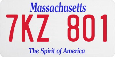 MA license plate 7KZ801