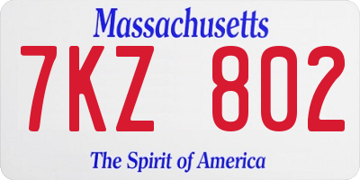 MA license plate 7KZ802