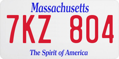 MA license plate 7KZ804