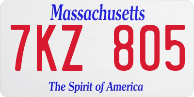 MA license plate 7KZ805