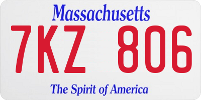 MA license plate 7KZ806