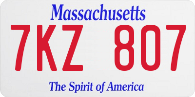 MA license plate 7KZ807
