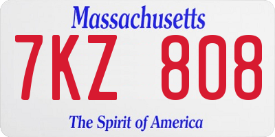MA license plate 7KZ808