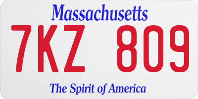 MA license plate 7KZ809