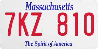 MA license plate 7KZ810