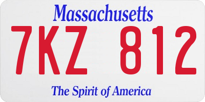 MA license plate 7KZ812