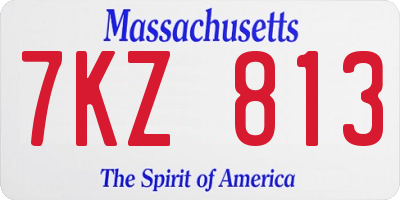MA license plate 7KZ813
