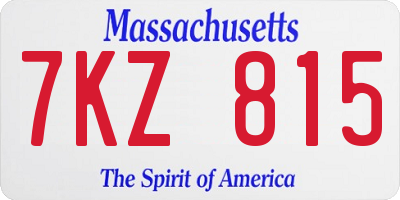 MA license plate 7KZ815