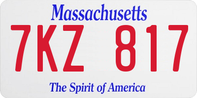 MA license plate 7KZ817