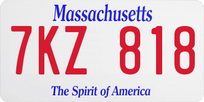 MA license plate 7KZ818