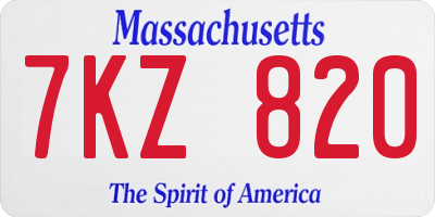 MA license plate 7KZ820