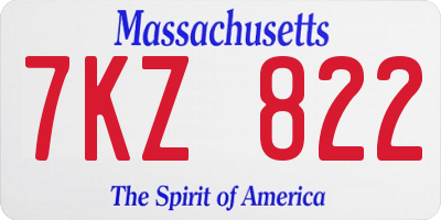 MA license plate 7KZ822