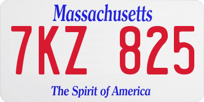 MA license plate 7KZ825