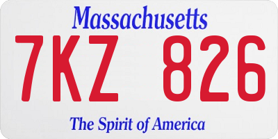 MA license plate 7KZ826