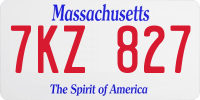 MA license plate 7KZ827