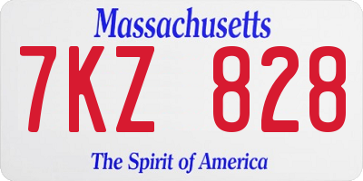 MA license plate 7KZ828