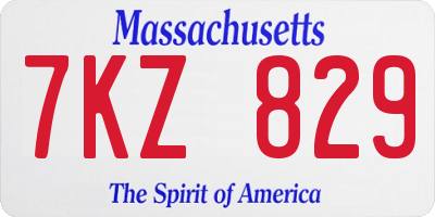 MA license plate 7KZ829