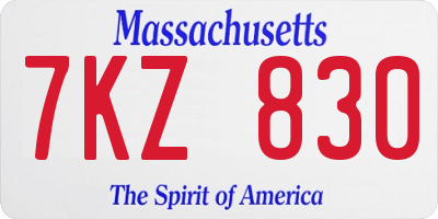 MA license plate 7KZ830