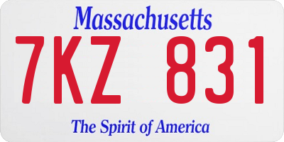 MA license plate 7KZ831