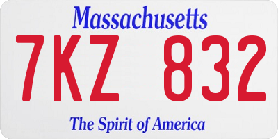 MA license plate 7KZ832