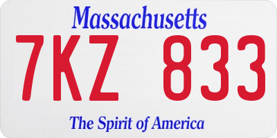 MA license plate 7KZ833